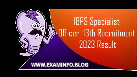 IBPS Specialist Officer  13th Recruitment 2023 Result